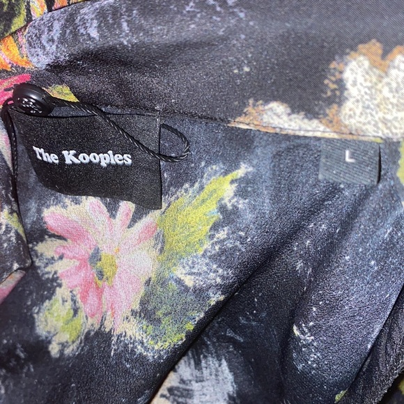 THE KOOPLES Silk Pussy Bow Secretary Tie Neck Firework Floral Mini Dress Mod - Picture 14 of 14